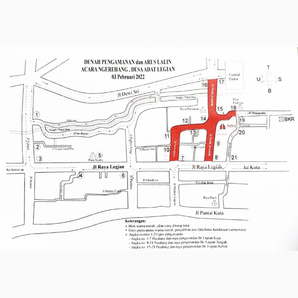 Terkait Pelaksanaan Upacara Mesuci, Sejumlah Jalan di Legian Akan Ditutup